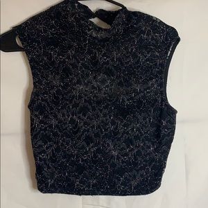 Black lace crop top